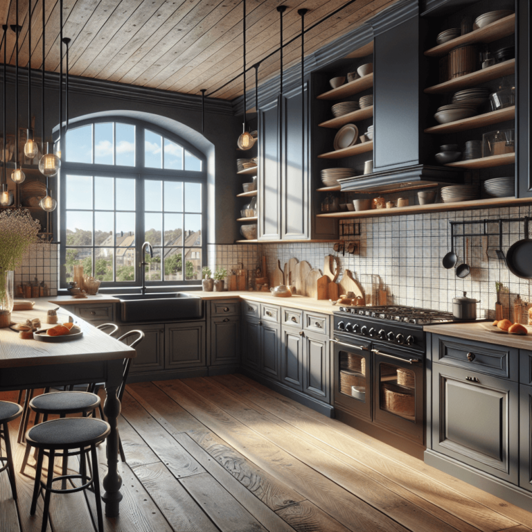 anthrazitfarbene Küche im Vintage Chic Stil-Duisburg