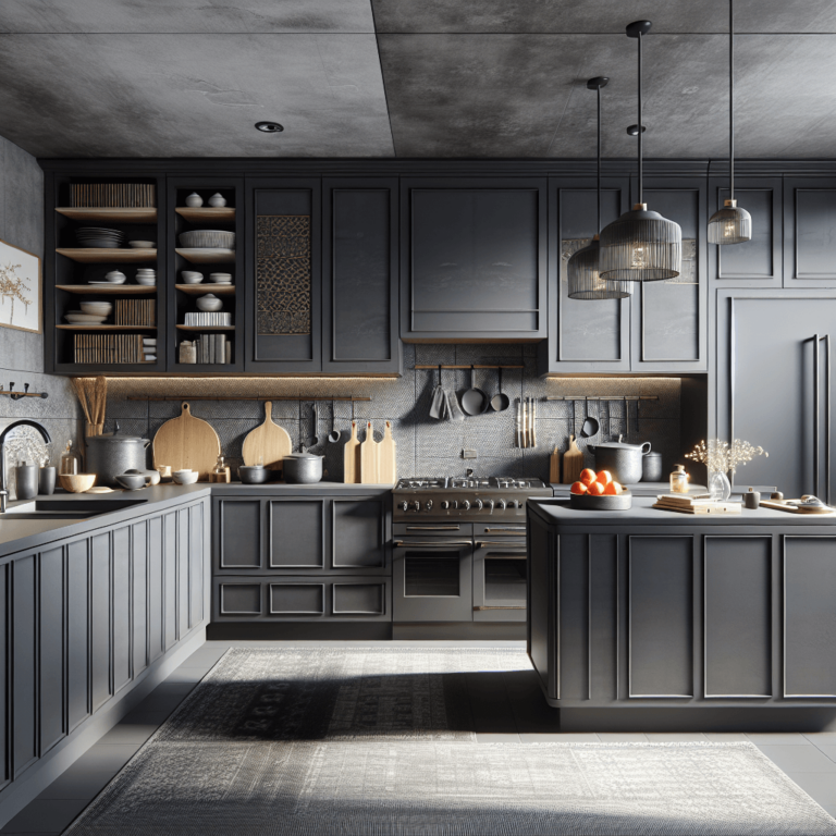 anthrazitfarbene Küche im asiatischen Stil-Duisburg