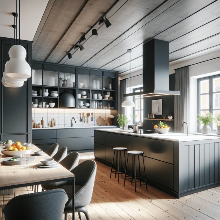 anthrazitfarbene Küche im skandinavischen Stil-Duisburg