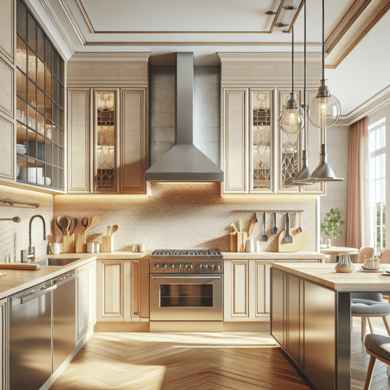 beige Küche mit Stahlakzenten-Duisburg