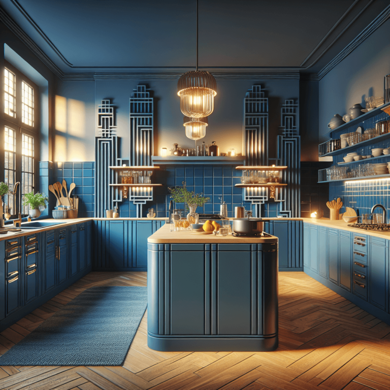 blaue Küche im Art-Deco-Stil-Duisburg