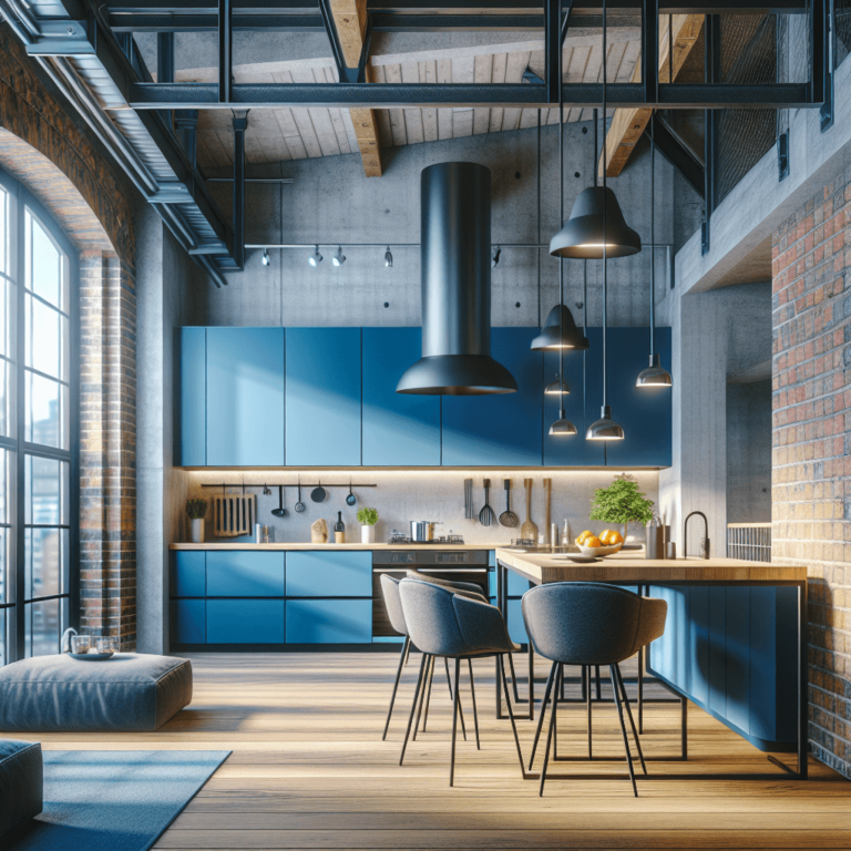blaue Küche im Loftstil-Duisburg