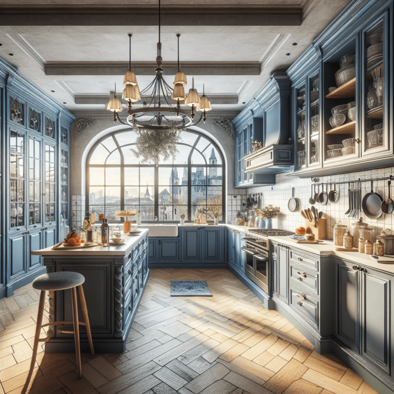 blaue Küche im Vintage Chic Stil-Duisburg