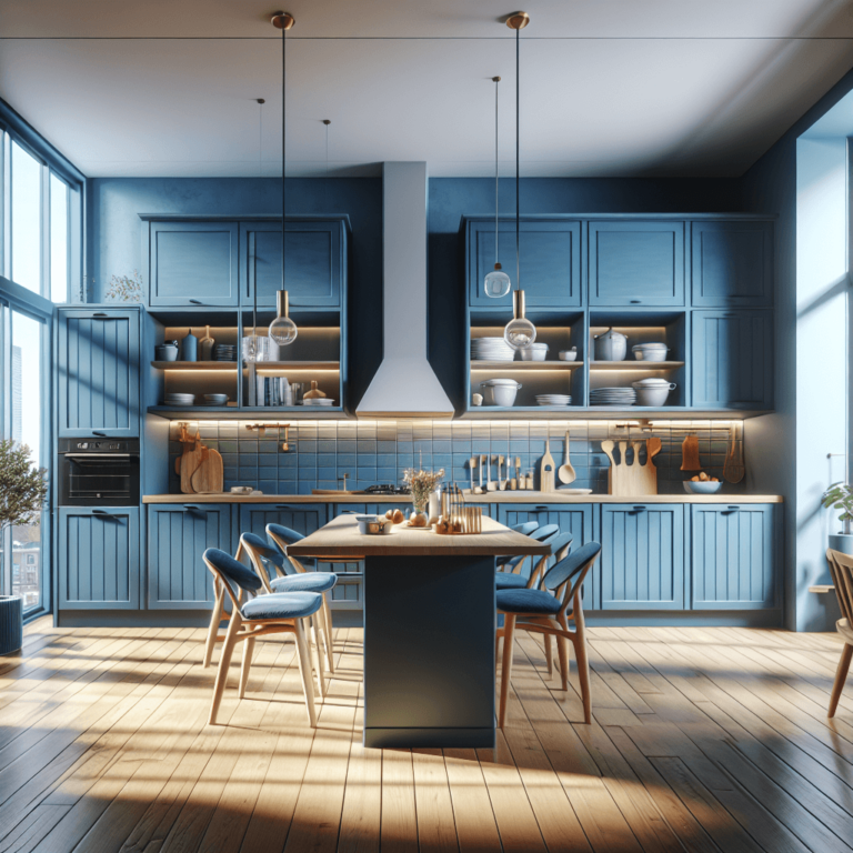 blaue Küche im skandinavischen Stil-Duisburg