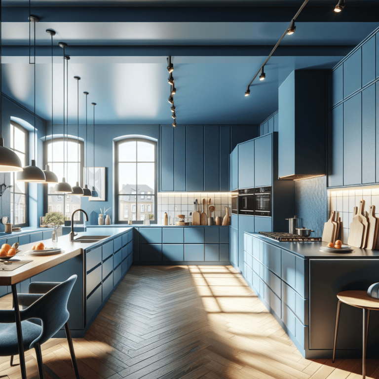 blaue Küche in L-Form-Duisburg
