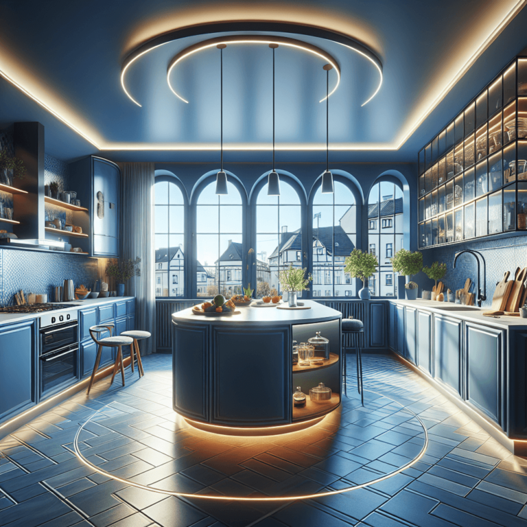 blaue Küche in U-Form-Duisburg