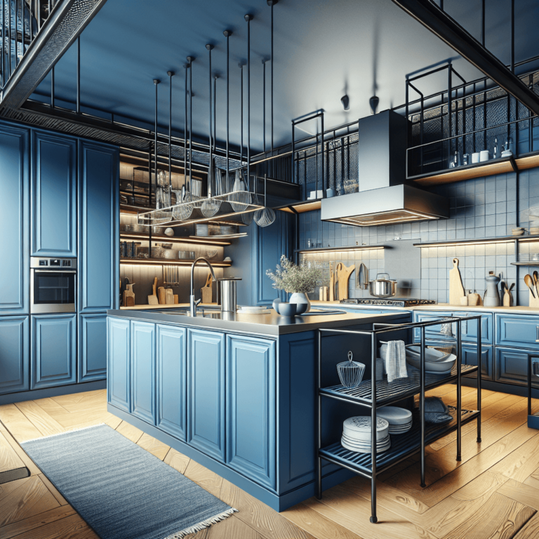 blaue Küche mit Stahlakzenten-Duisburg