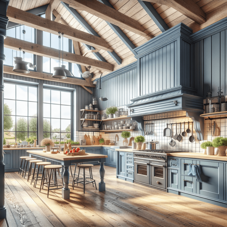 blaugraue Küche im Bauernhausstil-Duisburg