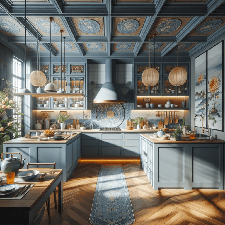 blaugraue Küche im asiatischen Stil-Duisburg