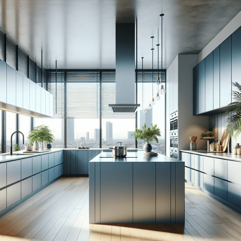 blaugraue einzeilige Küche-Duisburg