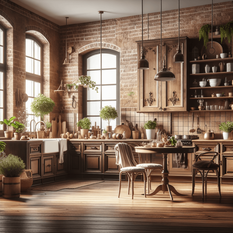 braune Küche im Shabby Chic Stil-Duisburg