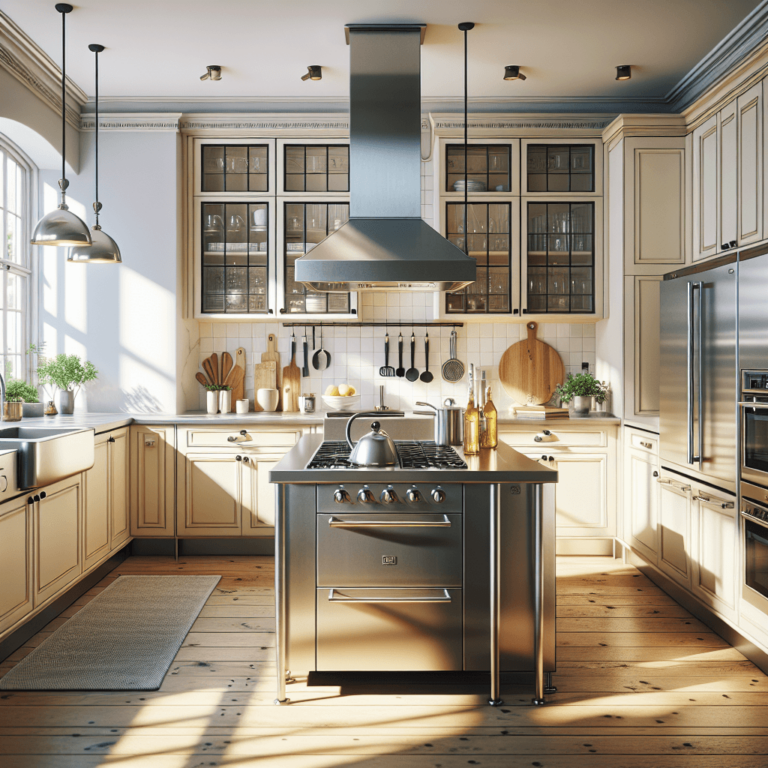 cremefarbene Küche mit Stahlakzenten-Duisburg