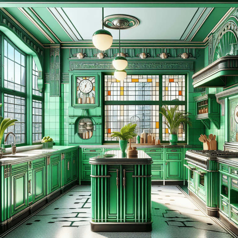 grüne Küche im Art-Deco-Stil-Duisburg
