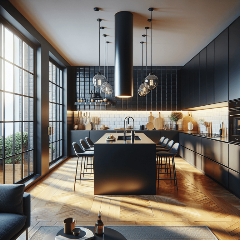 schwarze Freistehende Küche-Duisburg