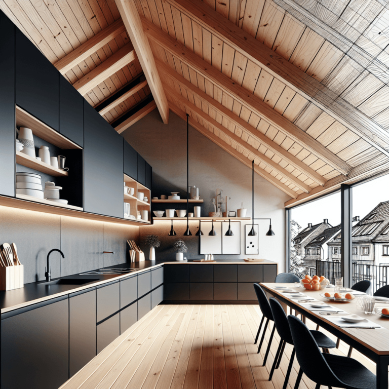 schwarze Küche für Dachschräge-Duisburg