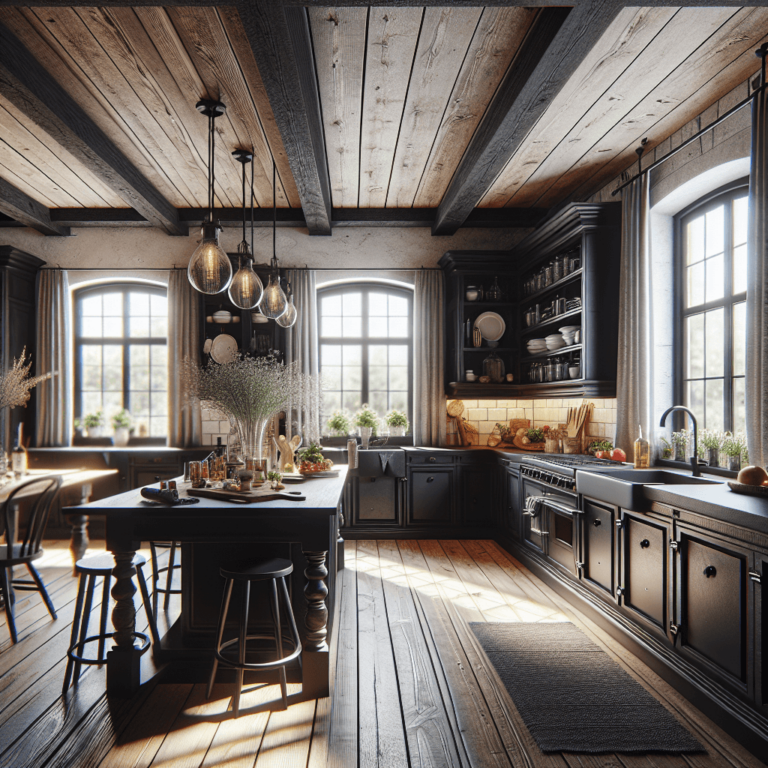 schwarze Küche im Bauernhausstil-Duisburg