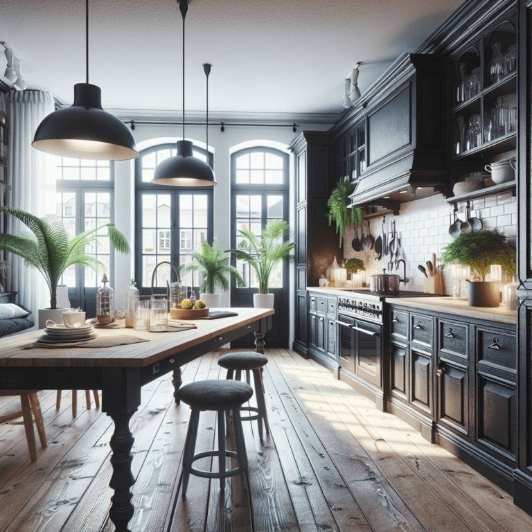 schwarze Küche im Shabby Chic Stil-Duisburg