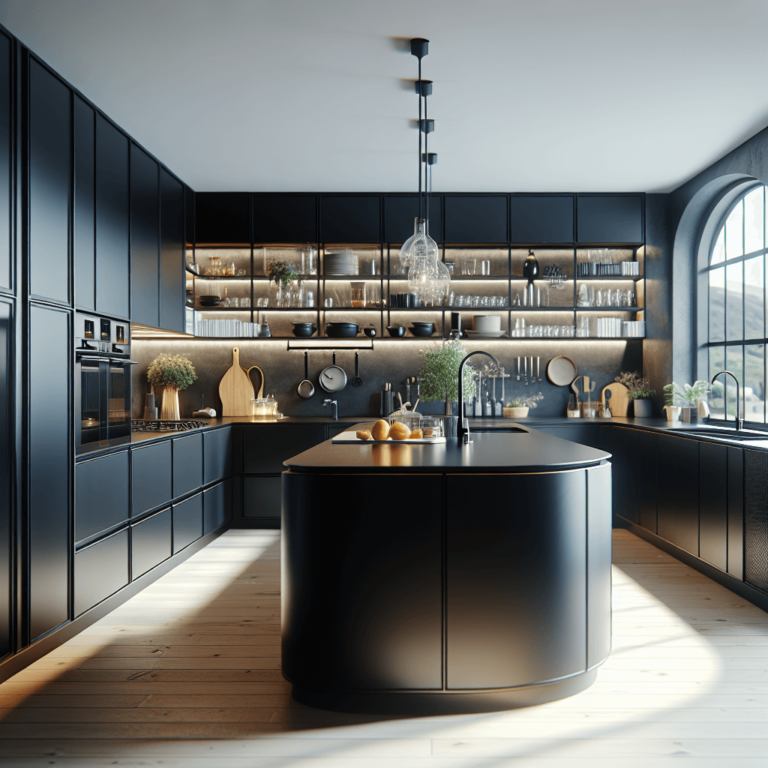 schwarze Küche in G-Form-Duisburg