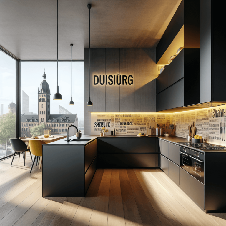 schwarze Küche in L-Form-Duisburg