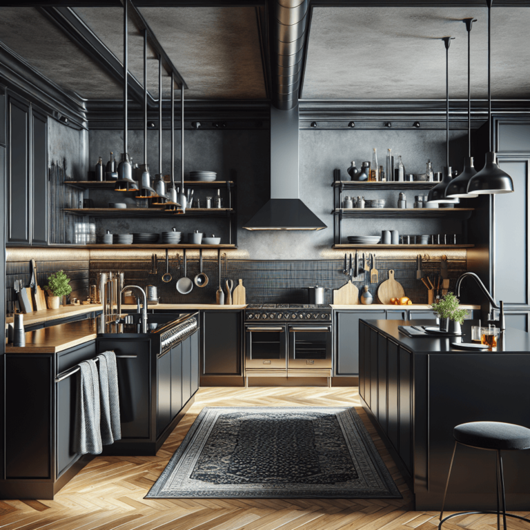 schwarze Küche mit Stahlakzenten-Duisburg
