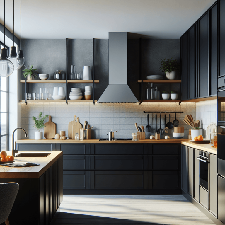 schwarze einzeilige Küche-Duisburg